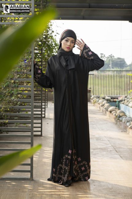 EMBROIDERY WORKS WITH STONED BORKA B11389